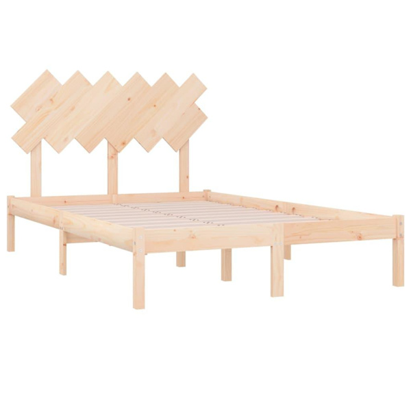 vidaXL Sängram massiv furu 120x190 cm Brun