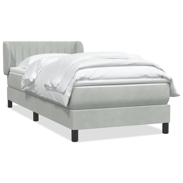 vidaXL Resårsäng med madrass ljusgrå 90x220 cm sammet Grå