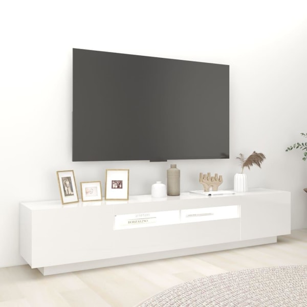 vidaXL TV-bänk med LED-belysning vit högglans 200x35x40 cm Vit