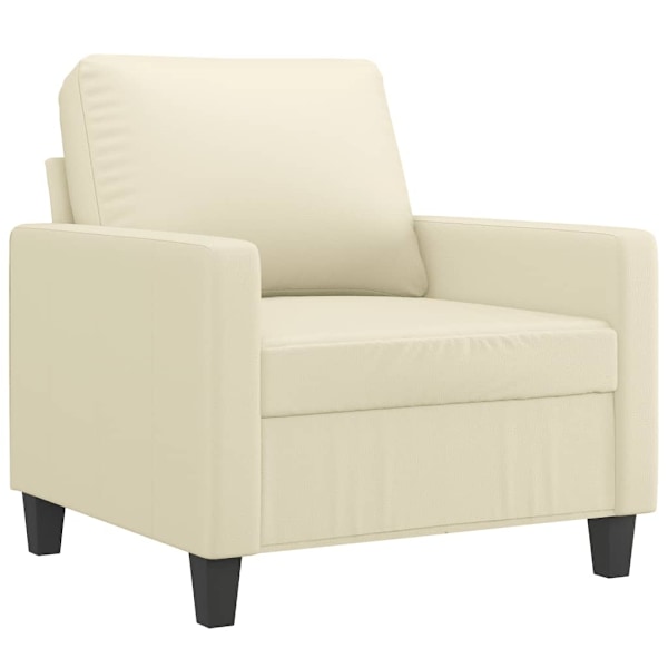 vidaXL Fåtölj med fotpall gräddvit 60 cm konstläder Kräm