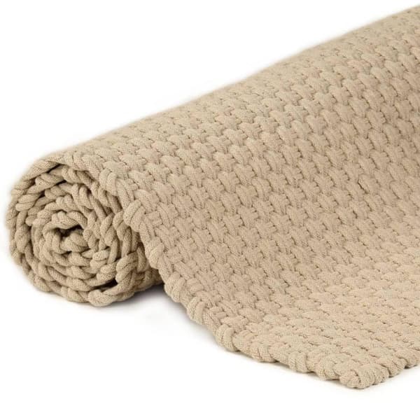vidaXL Matta rektangulär naturfärg 180x250 cm bomull Brun
