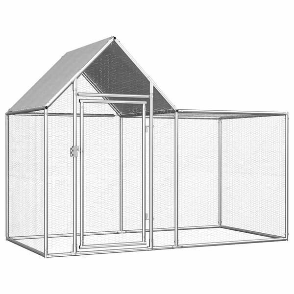 vidaXL Hönsbur 2x1x1,5 m galvaniserat stål Silver