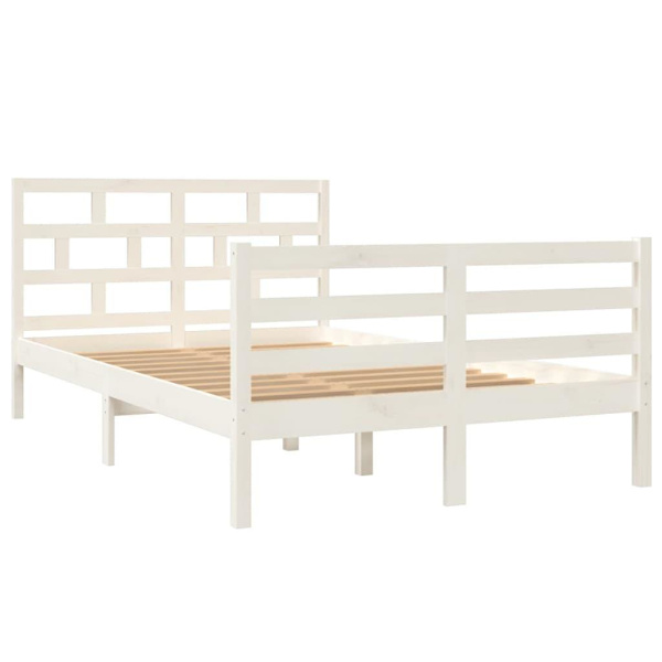 vidaXL Sängram vit massiv furu 120x200 cm enkelsäng Vit