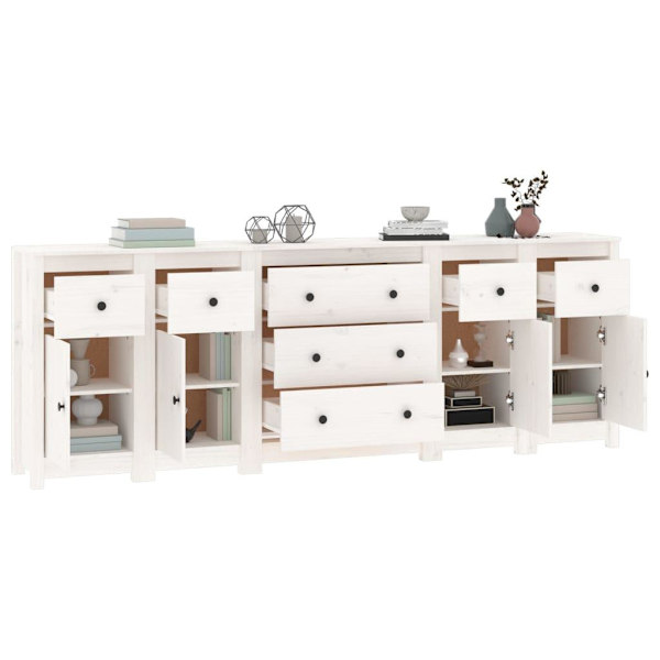 vidaXL Skänk vit 230x35x80 cm massiv furu Vit