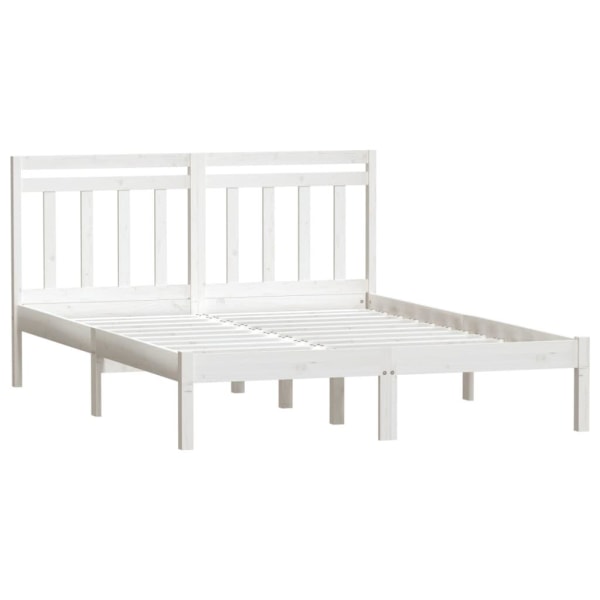 vidaXL Sängram massiv furu 135x190 cm vit Vit