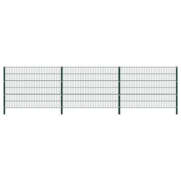 vidaXL Stängselpanel med stolpar järn 5,1x1,2 m grön Grön