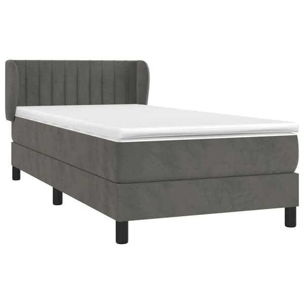 vidaXL Ramsäng med madrass mörkgrå 90x190 cm sammet Grå
