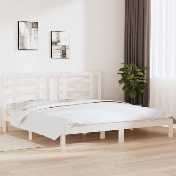 vidaXL Sängram vit massiv furu 200x200 cm Vit