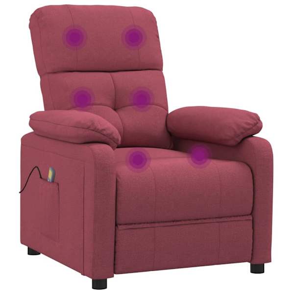 vidaXL Massagefåtölj vinröd tyg Röd