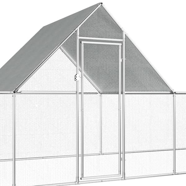 vidaXL Hönsbur 14x2x2 m galvaniserat stål Silver