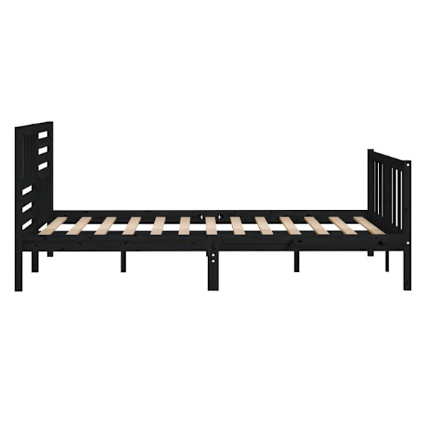 vidaXL Sängram massiv furu 135x190 cm svart Svart