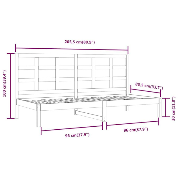 vidaXL Dagbädd vit 80x200 cm massiv furu Vit