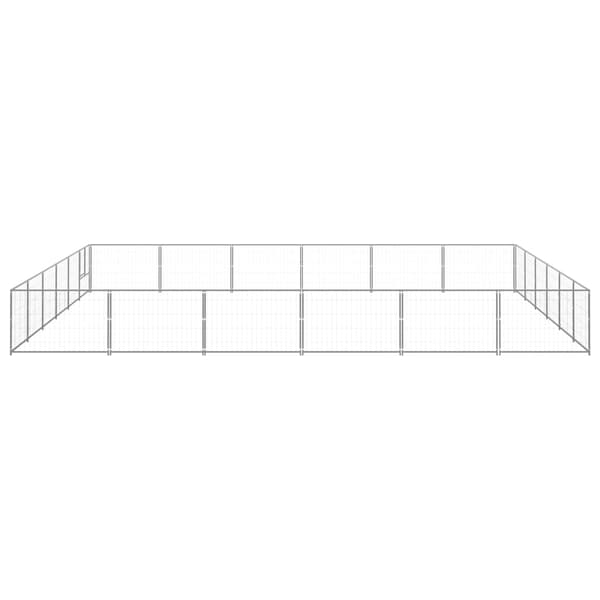 vidaXL Hundgård silver 36 m² stål Silver