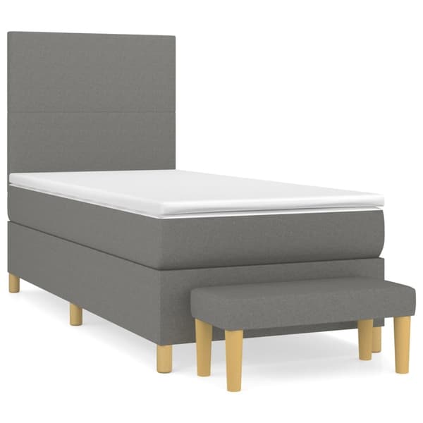 vidaXL Ramsäng med madrass mörkgrå 90x200 cm tyg Grå