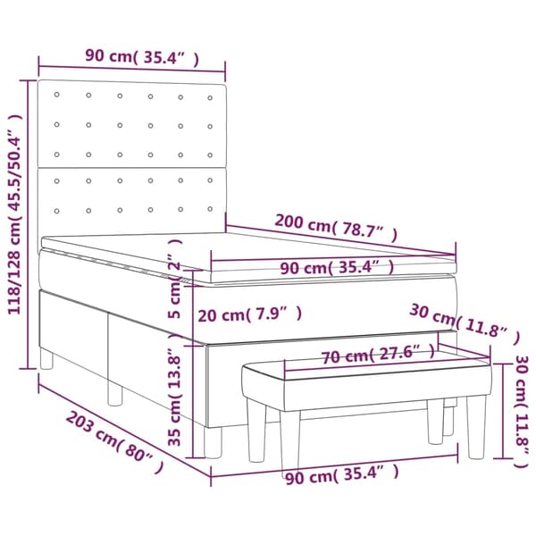 vidaXL Ramsäng med madrass grå 90x200 cm konstläder Grå