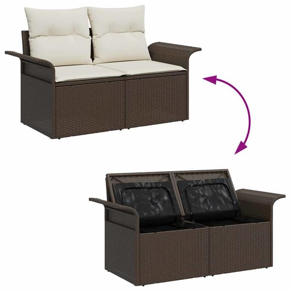 vidaXL Trädgårdsoffset 6 st Brun [Syntetisk]: Poly Rattan Brun