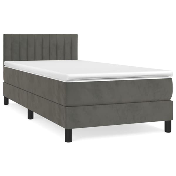 vidaXL Ramsäng med madrass mörkgrå 90x200 cm sammet Grå
