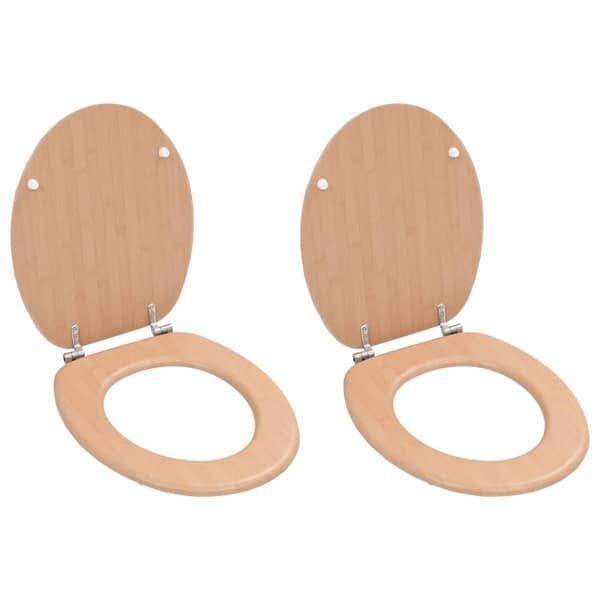 vidaXL Toalettsitsar med lock 2 st MDF bambudesign Brun