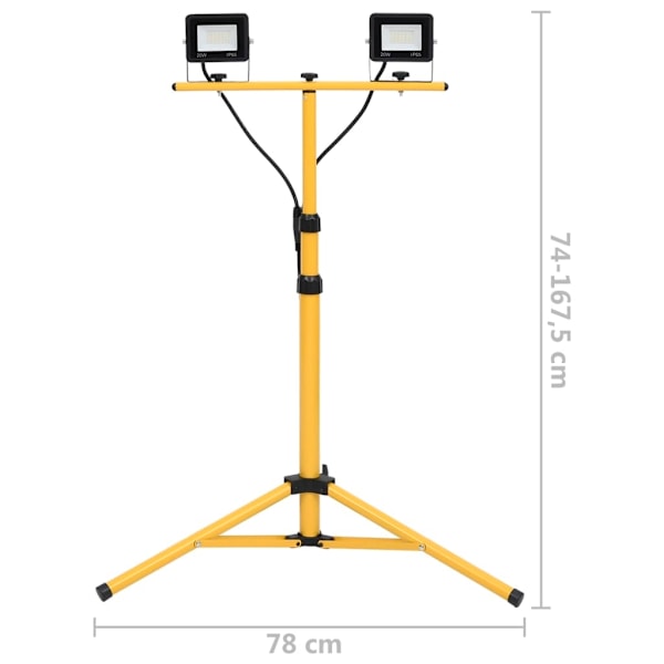 vidaXL Strålkastare med stativ 2x20 W LED kallvit Svart
