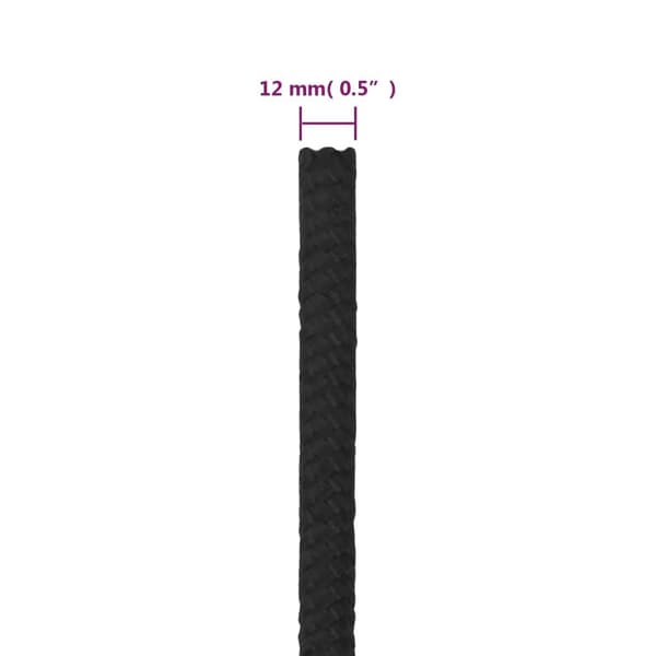 vidaXL Båtlina helsvart 12 mm 25 m polypropen