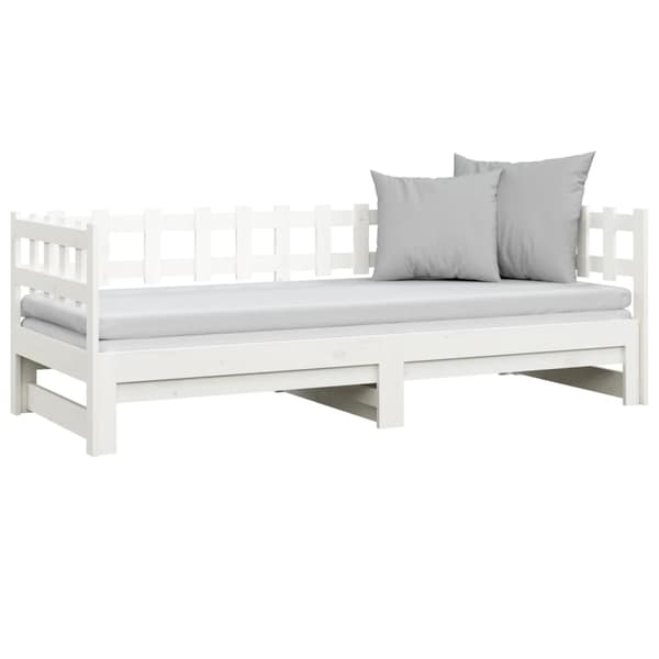 vidaXL Utdragbar dagbädd vit 2x(90x200) cm massiv furu Vit
