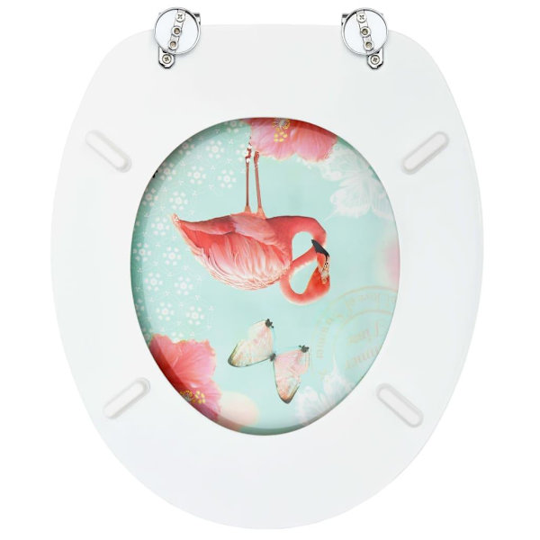 vidaXL Toalettsitsar med lock 2 st MDF flamingo multifärg
