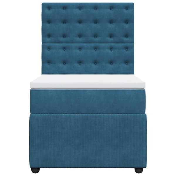 vidaXL Ramsäng med madrass mörkblå 90x190 cm sammet Blå
