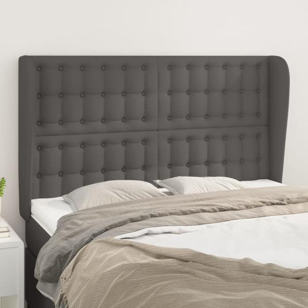 vidaXL Sänggavel med kanter grå 147x23x118/128 cm konstläder Grå