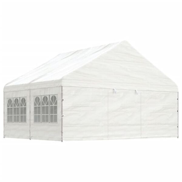 vidaXL Paviljong med tak vit 4,46x5,88x3,75 m polyeten Vit