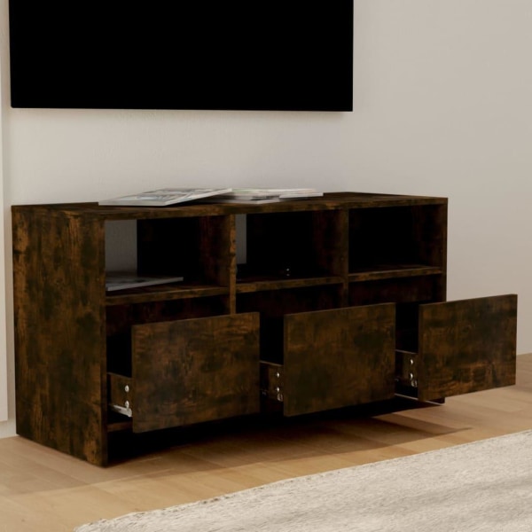 vidaXL Tv-bänk rökfärgad ek 102x37,5x52,5 cm konstruerat trä Brun