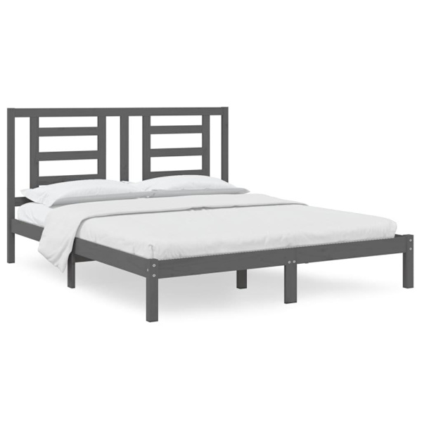 vidaXL Sängram grå massiv furu 160x200 cm Grå
