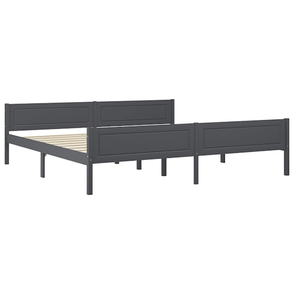vidaXL Sängram massiv furu grå 200x200 cm grå