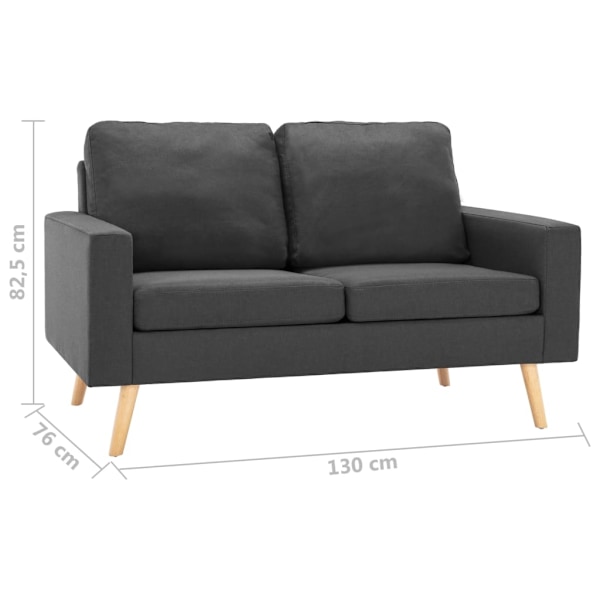 vidaXL Soffa 2-sits mörkgrå tyg grå
