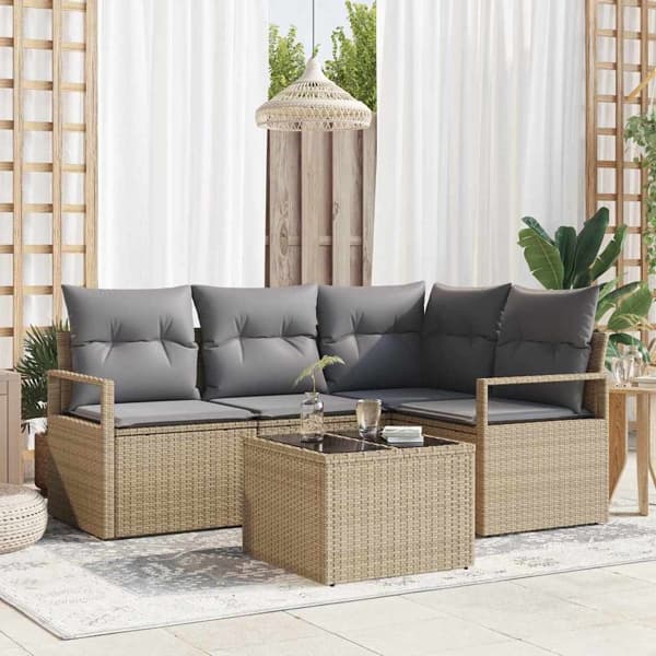 vidaXL Soffset 5 st Beige konstrotting Beige