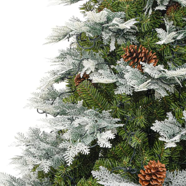 vidaXL Belyst julgran med kottar grön 195 cm PVC&PE Grön
