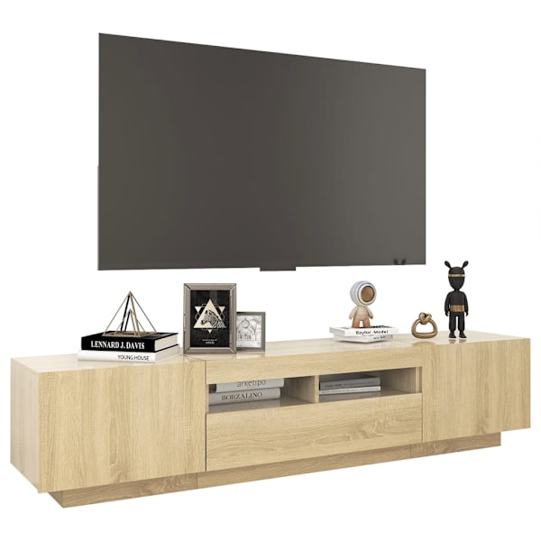 vidaXL TV-bänk med LED-belysning sonoma-ek 180x35x40 cm Brun