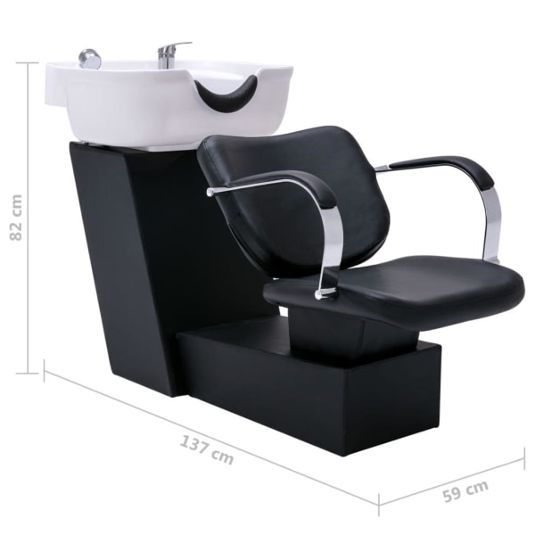 vidaXL Schamponeringsstol med tvättställ svart och vit 137x59x82 Svart