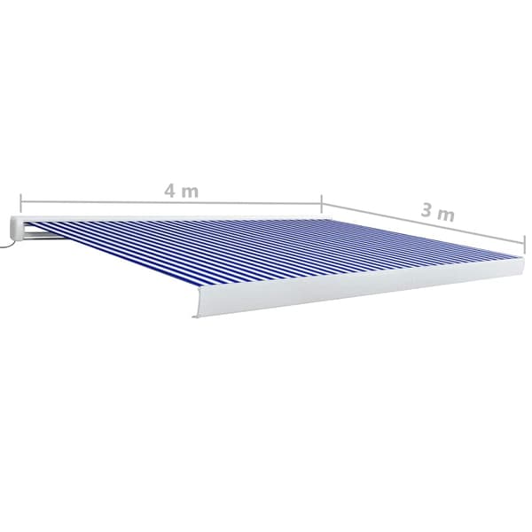vidaXL Markis motoriserad 400x300 cm blå och vit Blå