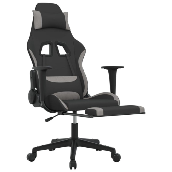 vidaXL Gamingstol med fotstöd och massage svart och ljusgrå tyg Grå