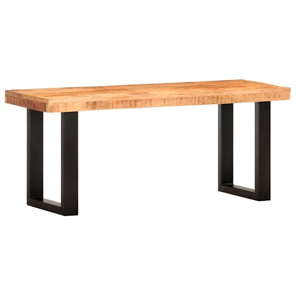 vidaXL Bänk 110 cm massivt grovt mangoträ och stål Brun