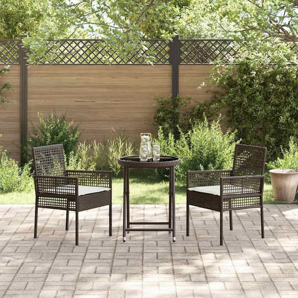 vidaXL Trädgårds Bistro Set 3 st Brun konstrotting Brun