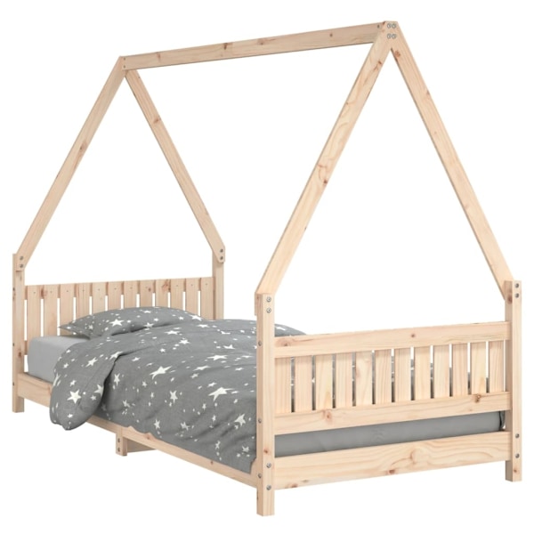 vidaXL Sängram för barnsäng 90x200 cm massiv furu Brun