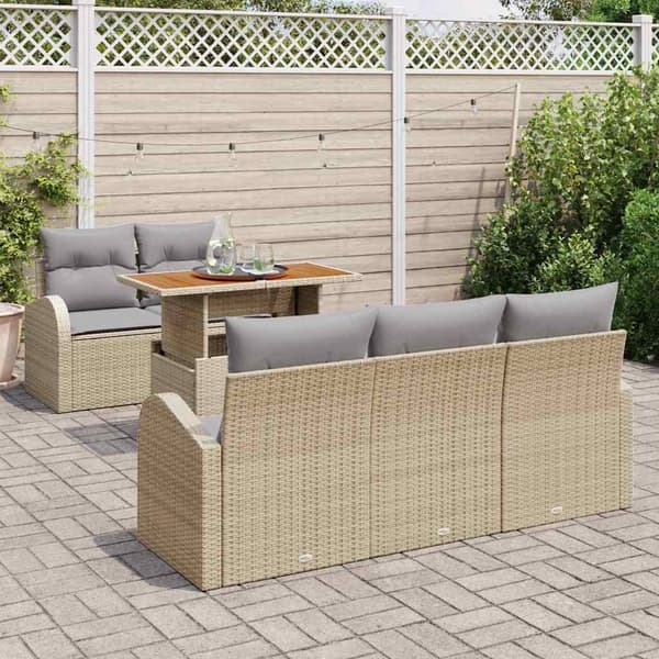 vidaXL Trädgårdsoffset 6 st Beige Poly rattan Beige