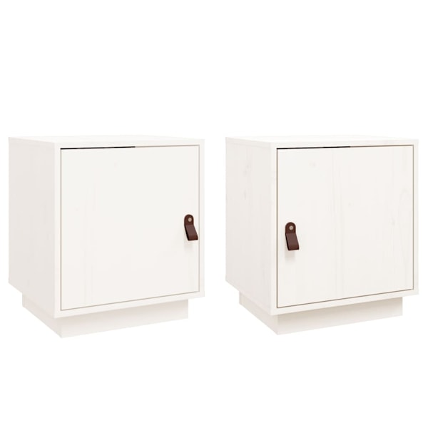 vidaXL Sängbord 2 st vit 40x34x45 cm massivt furuträ Vit