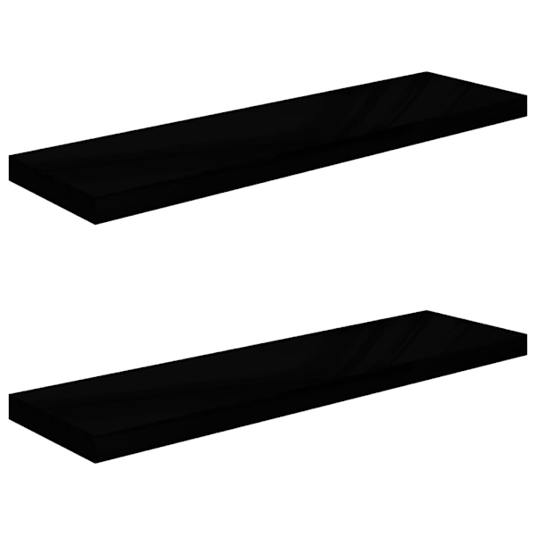 vidaXL Svävande vägghyllor 2 st svart högglans 90x23,5x3,8 cm MDF Svart