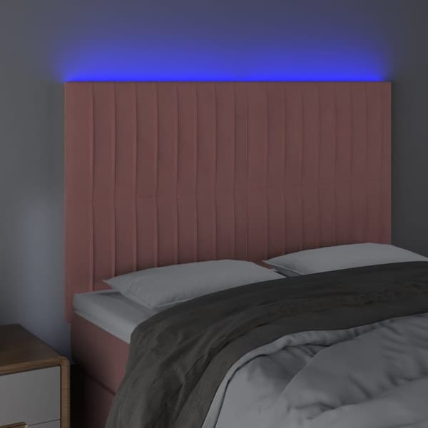 vidaXL Sänggavel LED rosa 144x5x118/128 cm sammet Rosa