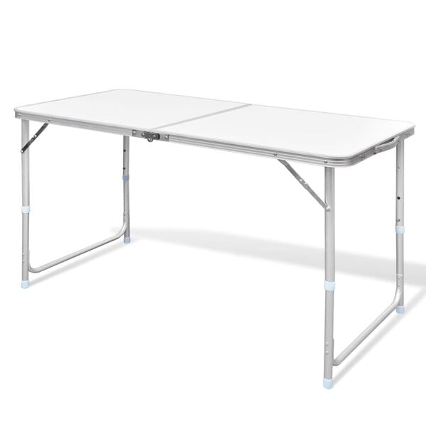 vidaXL Campingbord med höj- och sänkbar aluminium (hopfällbar) 120 x 60 cm Vit