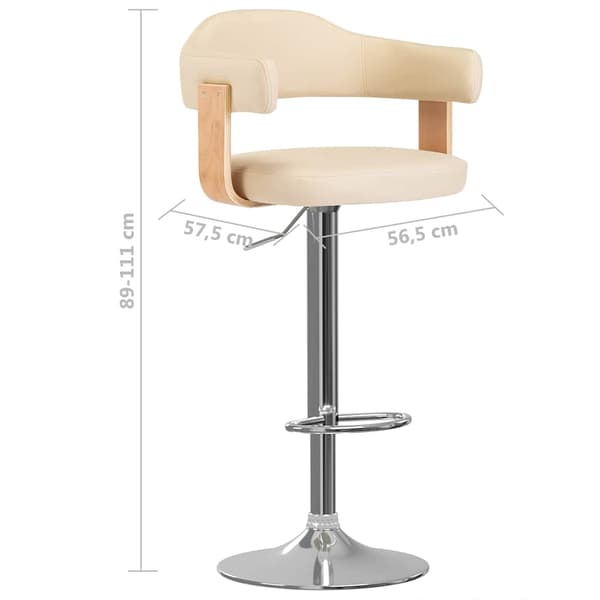 vidaXL Barstolar 2 st gräddvit böjträ och konstläder Creme