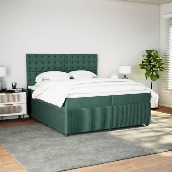 vidaXL Ramsäng med madrass mörkgrön 200x200 cm sammet Grön