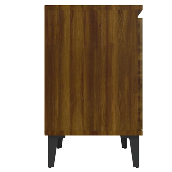 vidaXL Sängbord med metallben brun ek 40x30x50 cm Brun